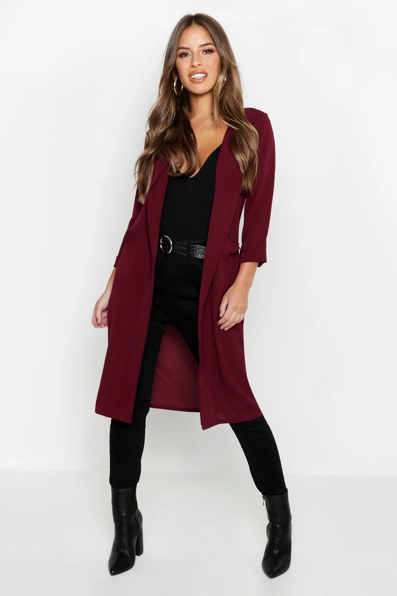 Petite Woven Duster Coat