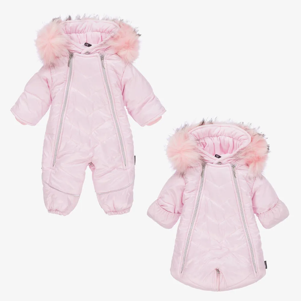 Pink 2-in-1 Baby Snowsuit