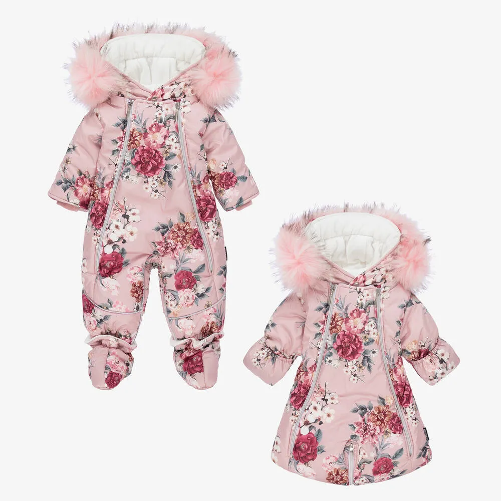 Pink Floral Baby Snowsuit