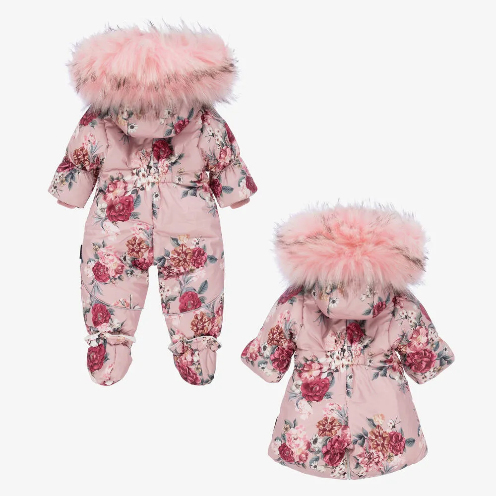 Pink Floral Baby Snowsuit