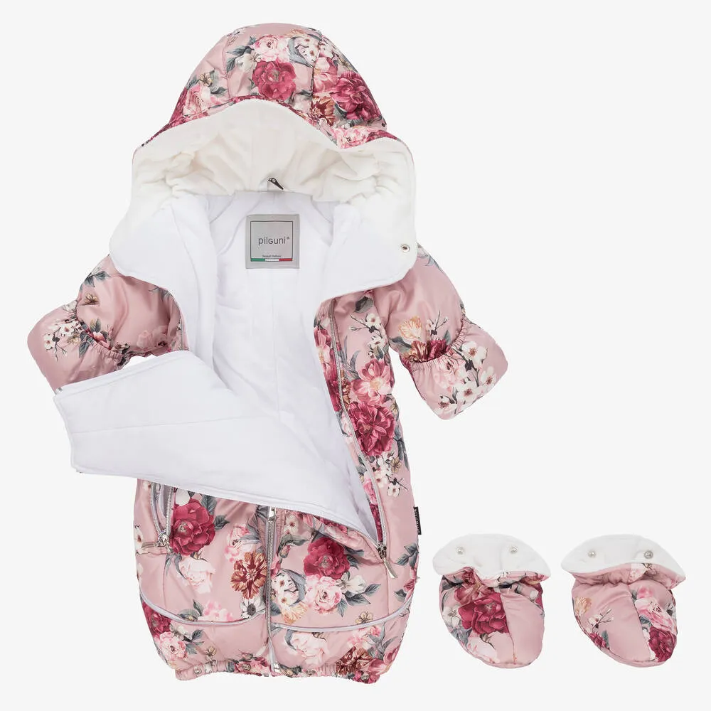 Pink Floral Baby Snowsuit