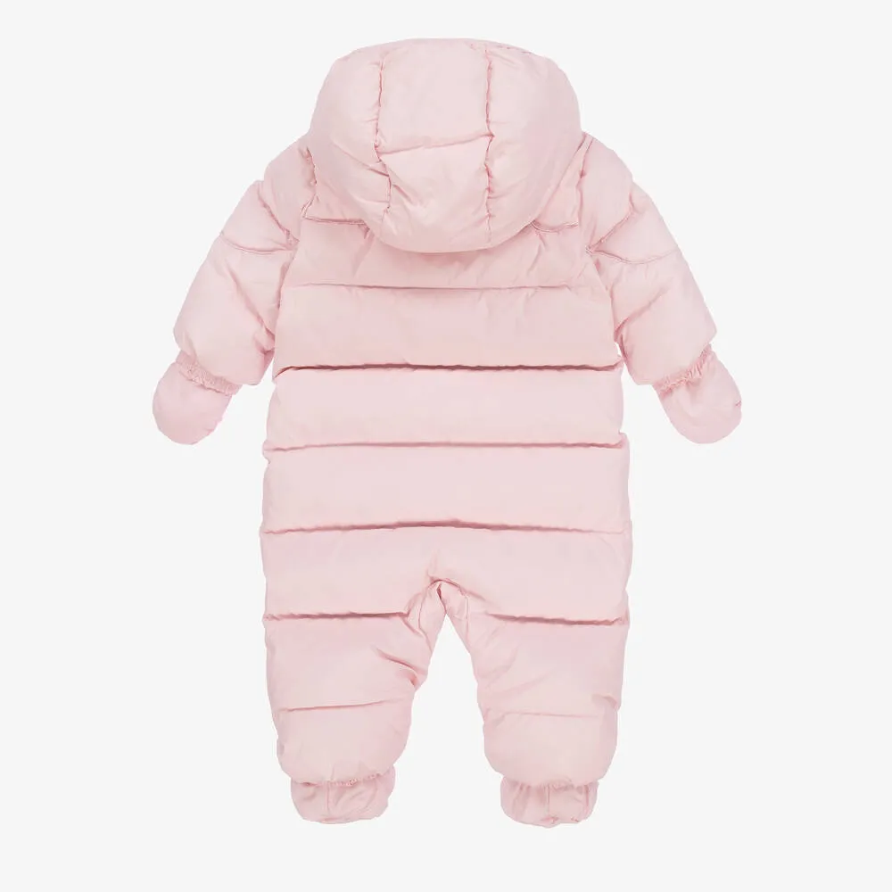 Pink Padded & Hooded Baby Snowsuit