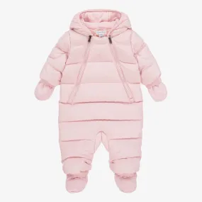 Pink Padded & Hooded Baby Snowsuit