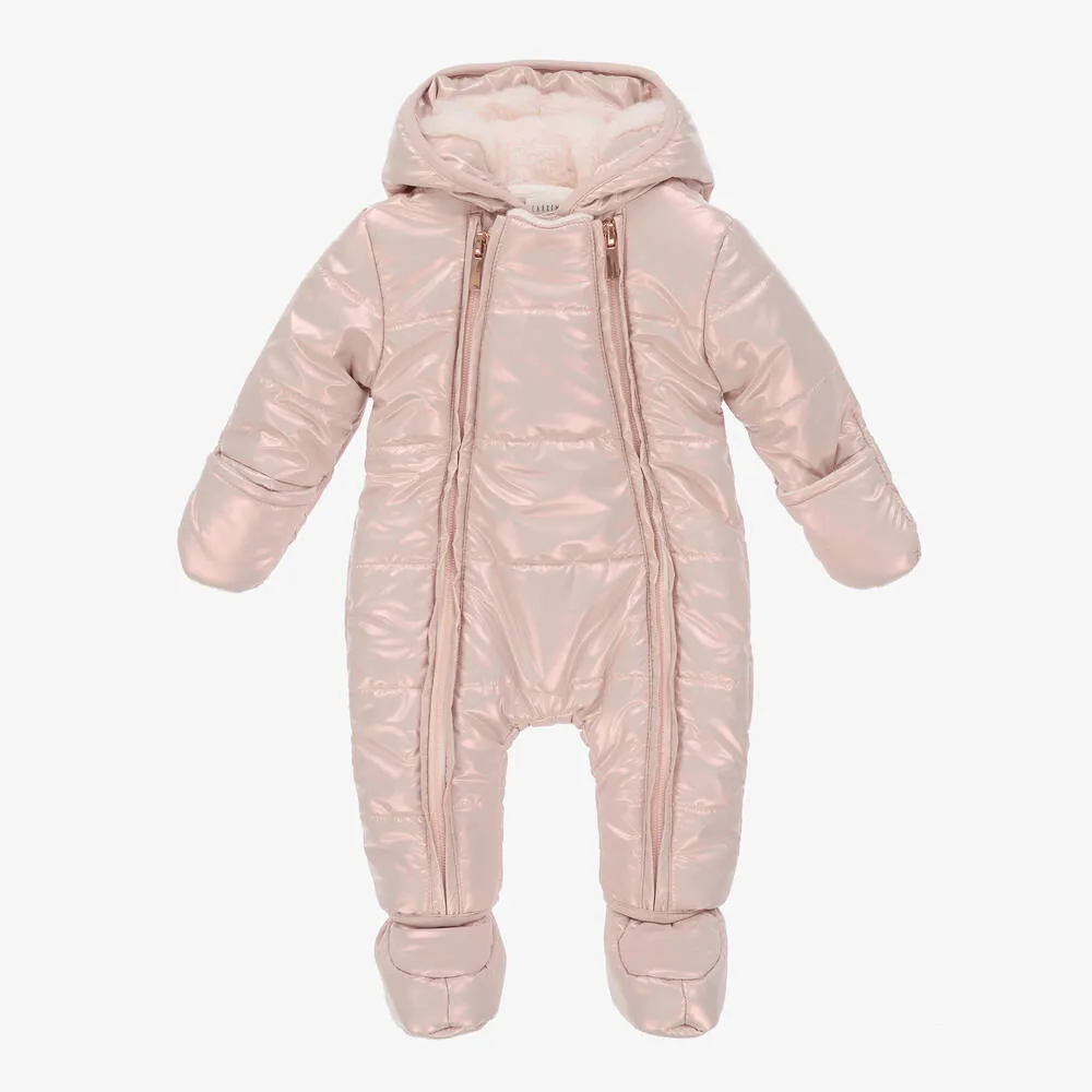 Pink Puffer Baby Snowsuit