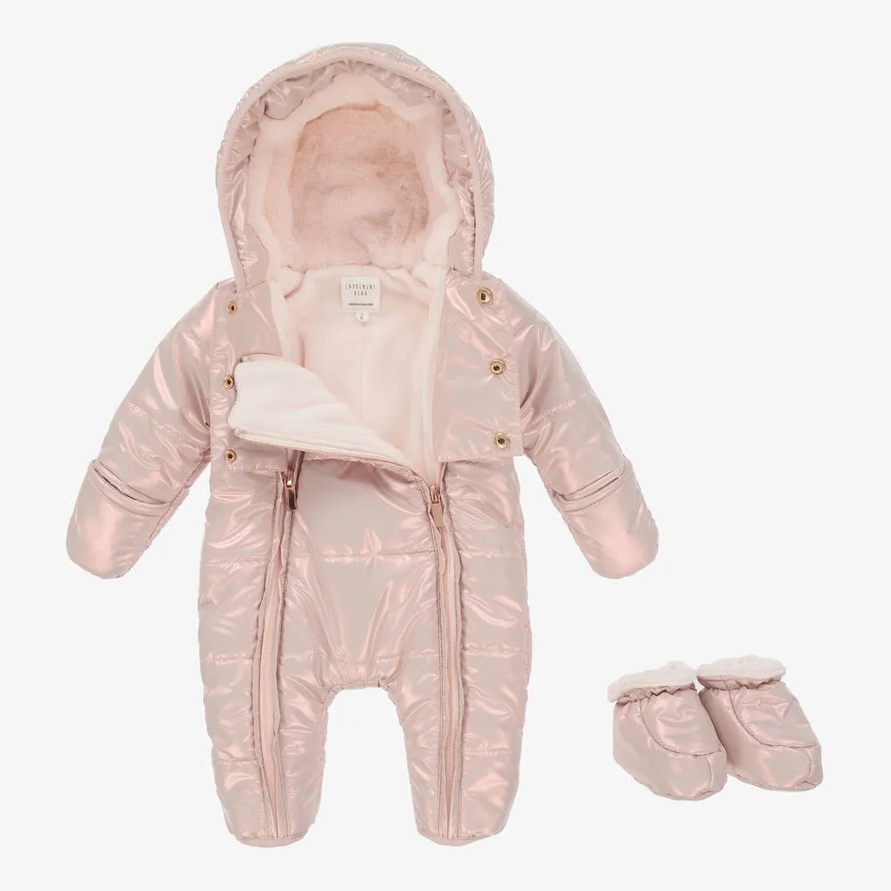 Pink Puffer Baby Snowsuit