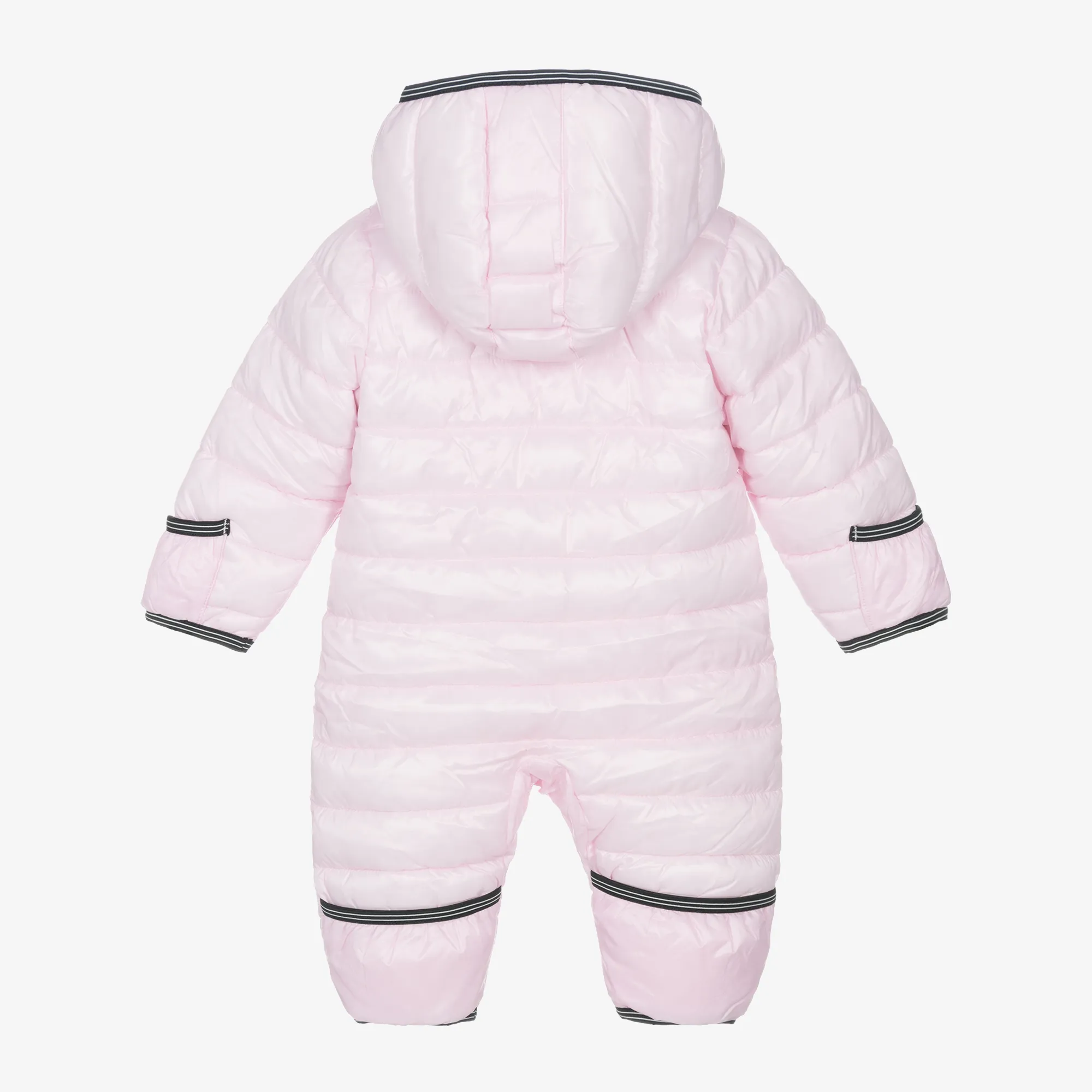 Pink Swoosh Logo Padded Baby Snowsuit