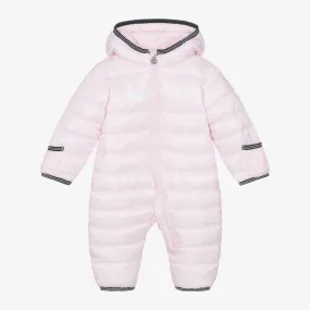 Pink Swoosh Logo Padded Baby Snowsuit