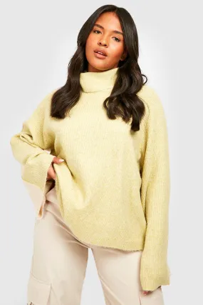 Plus Turtleneck Color Block Knitted Sweater