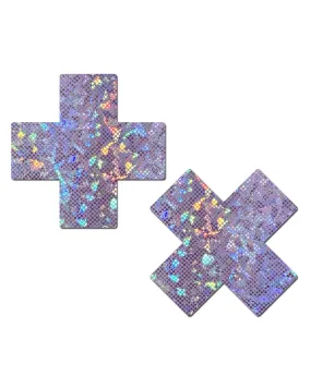 Plus X: Shattered Glass Disco Ball Glitter Cross Nipple Pasties