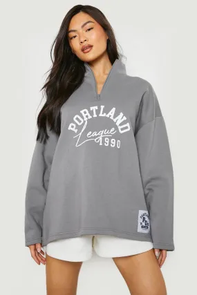 Porland Printed Half Zip Oversized Sweater