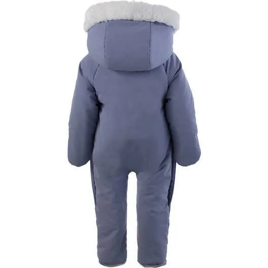 Rachel Riley Faux Fur Trim Snowsuit, Blue