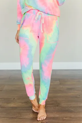 Radiant Smiles Tie-Dye Joggers- Rainbow