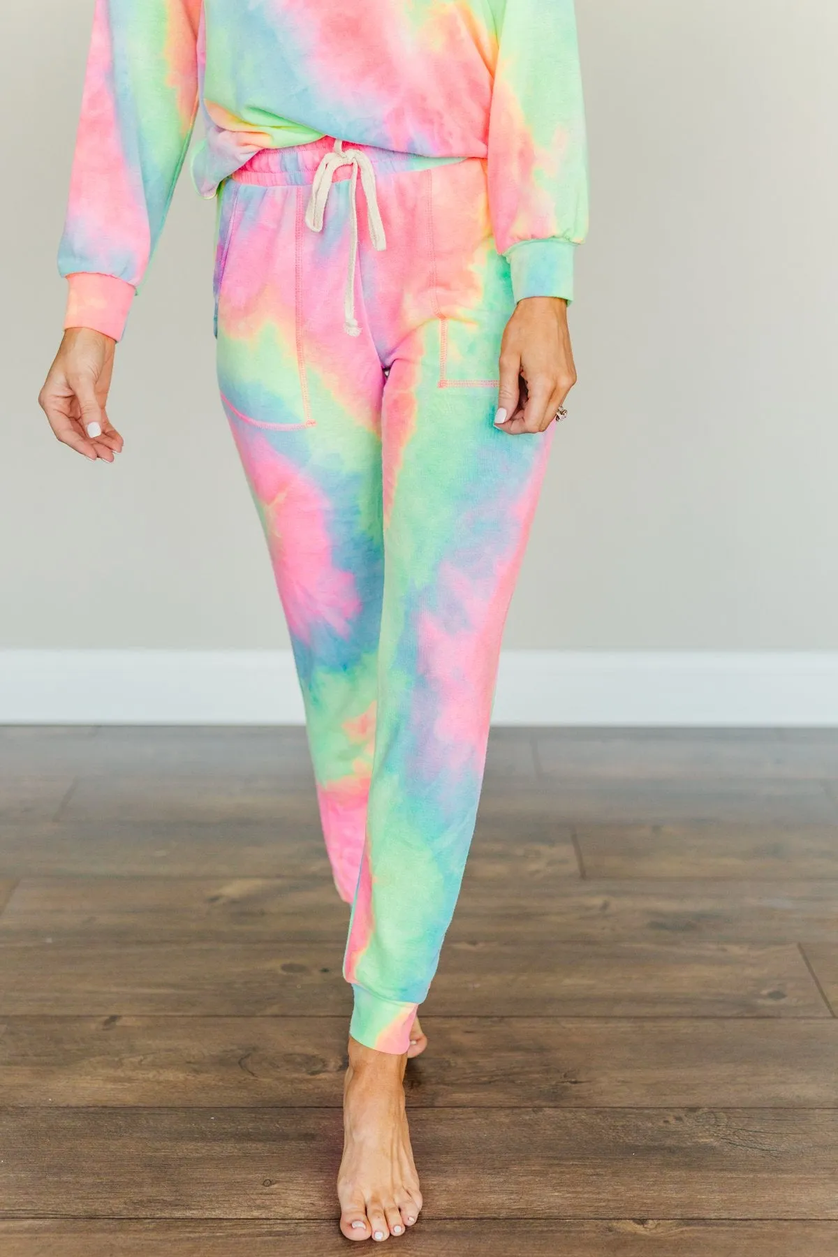 Radiant Smiles Tie-Dye Joggers- Rainbow