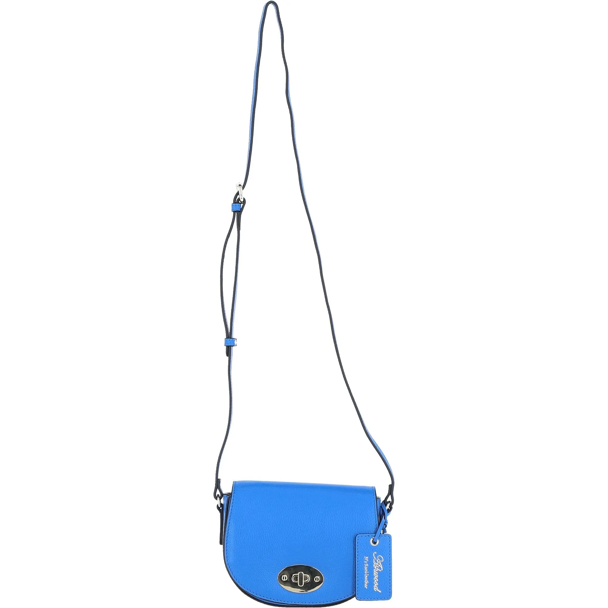 Real Leather Saddle Crossbody Bag Sodalite Blue: 63753