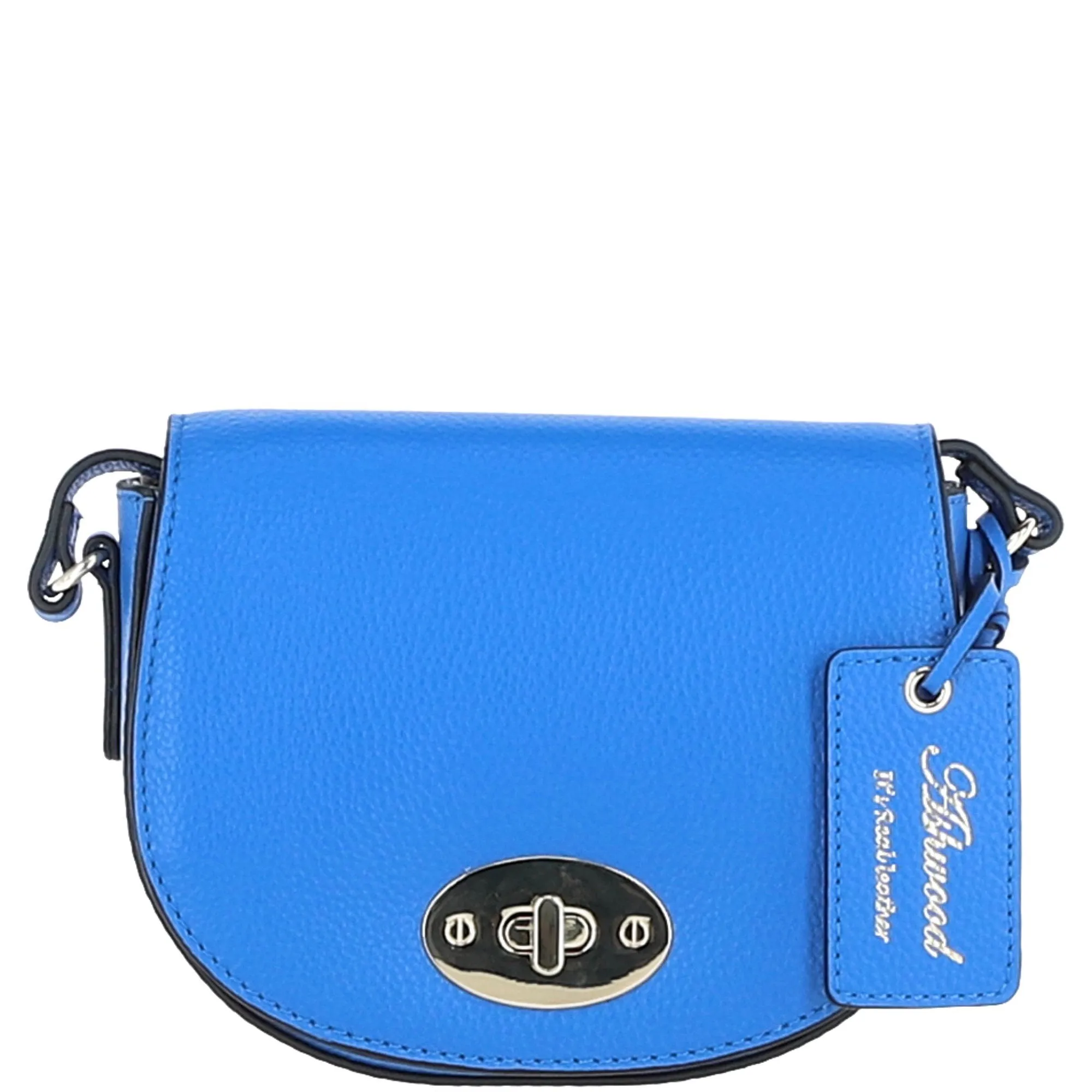 Real Leather Saddle Crossbody Bag Sodalite Blue: 63753