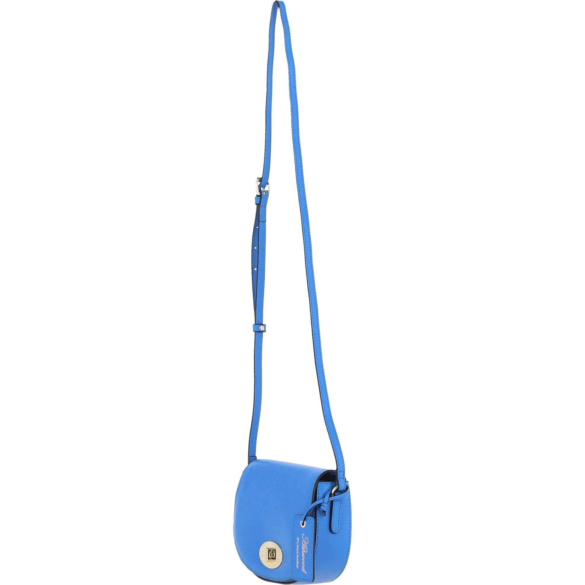 Real Leather Saddle Crossbody Bag Sodalite Blue: 63753