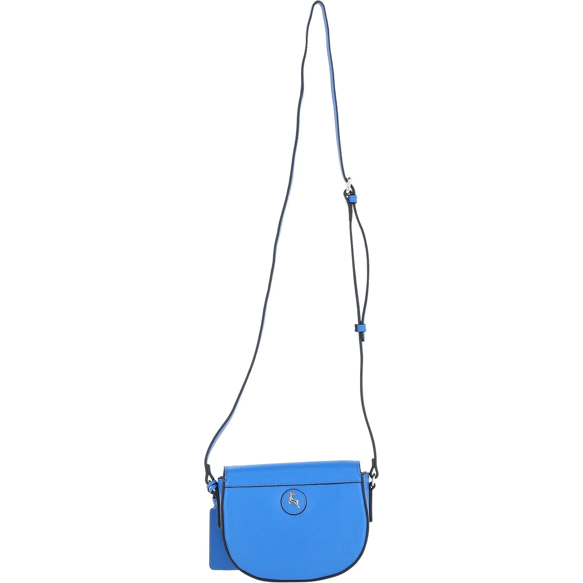 Real Leather Saddle Crossbody Bag Sodalite Blue: 63753