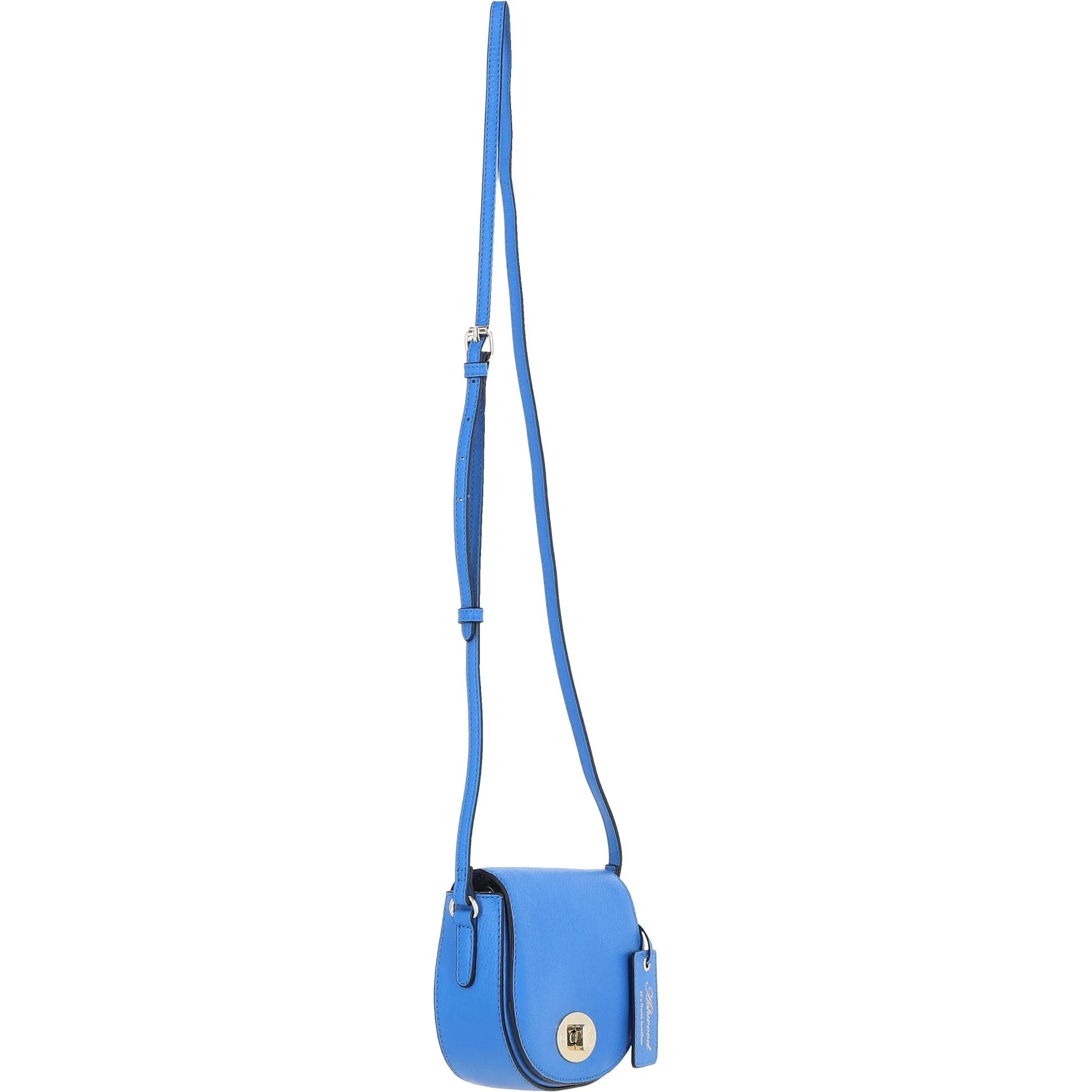 Real Leather Saddle Crossbody Bag Sodalite Blue: 63753