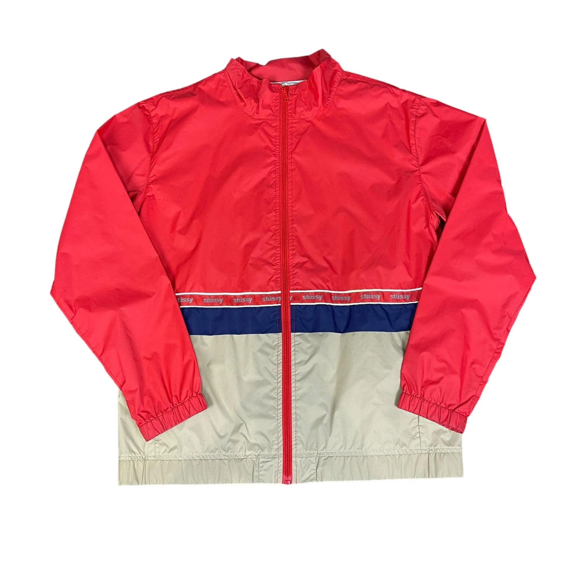 Red + Beige Stussy Jacket - Medium