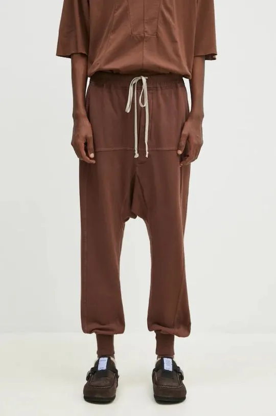 Rick Owens cotton joggers Prisoner Drawstring brown color smooth DU02D2395.RIG