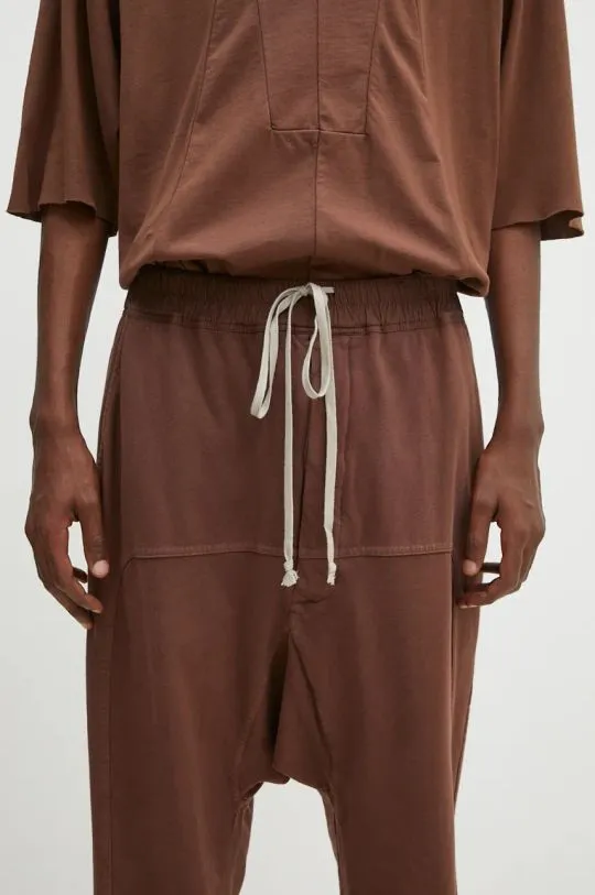 Rick Owens cotton joggers Prisoner Drawstring brown color smooth DU02D2395.RIG