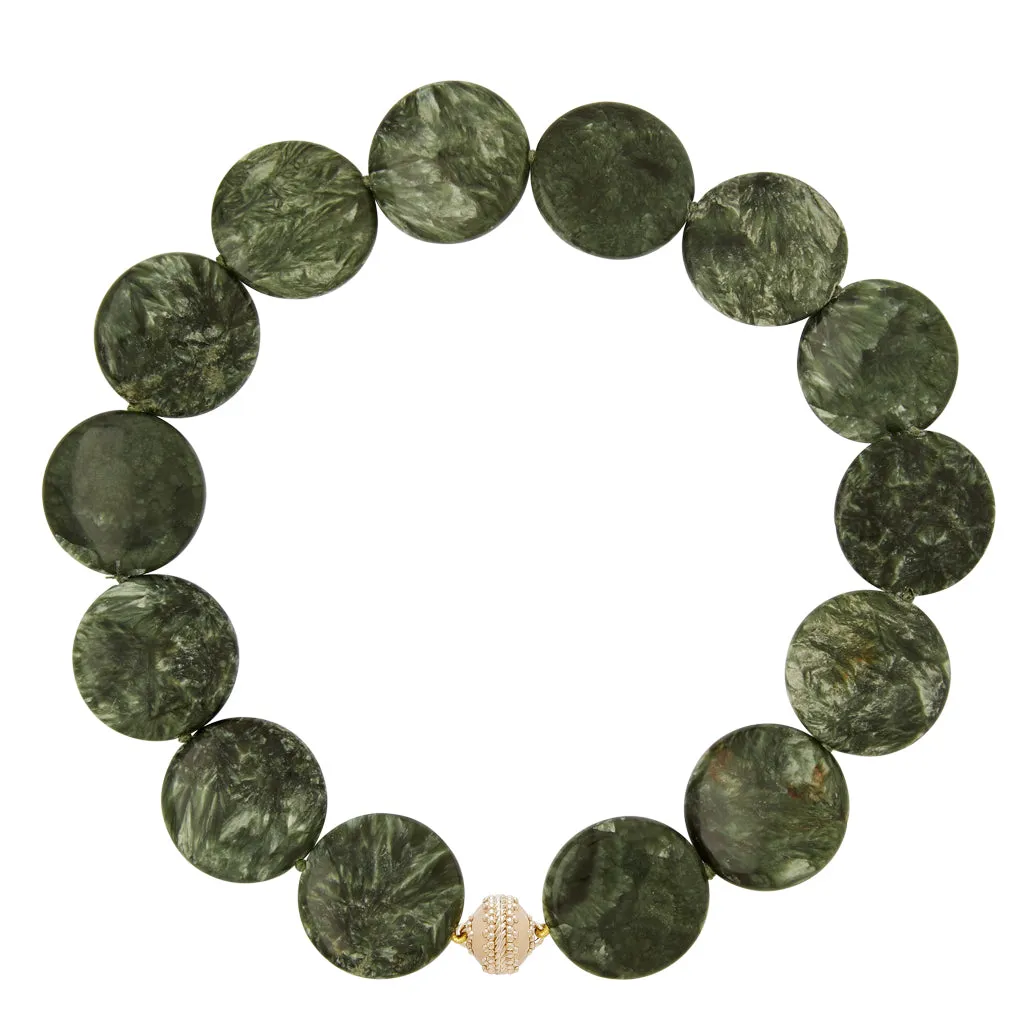 Russian Seraphinite Coin 30mm Necklace