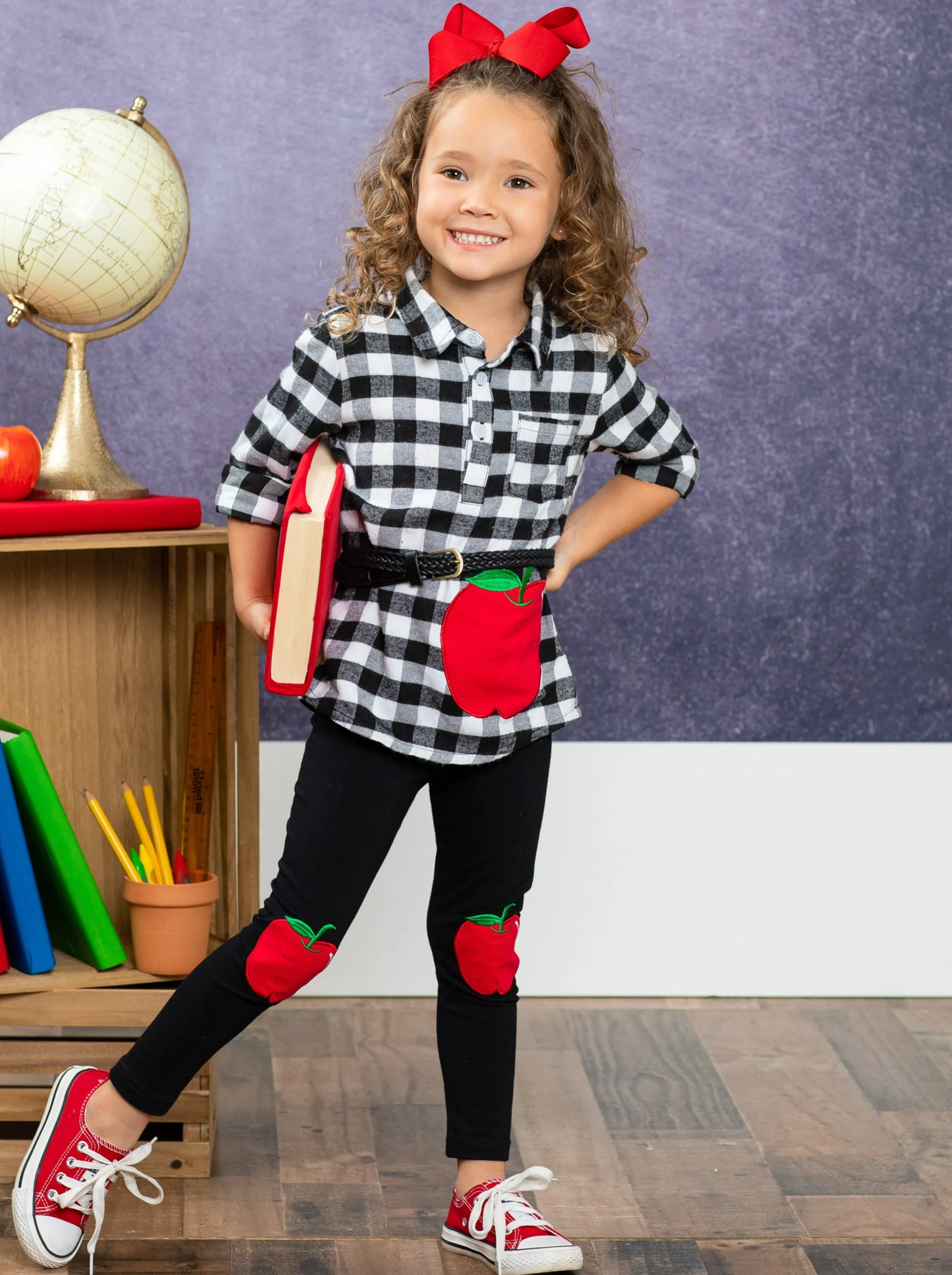 Stand Out Plaid Patched Legging Set