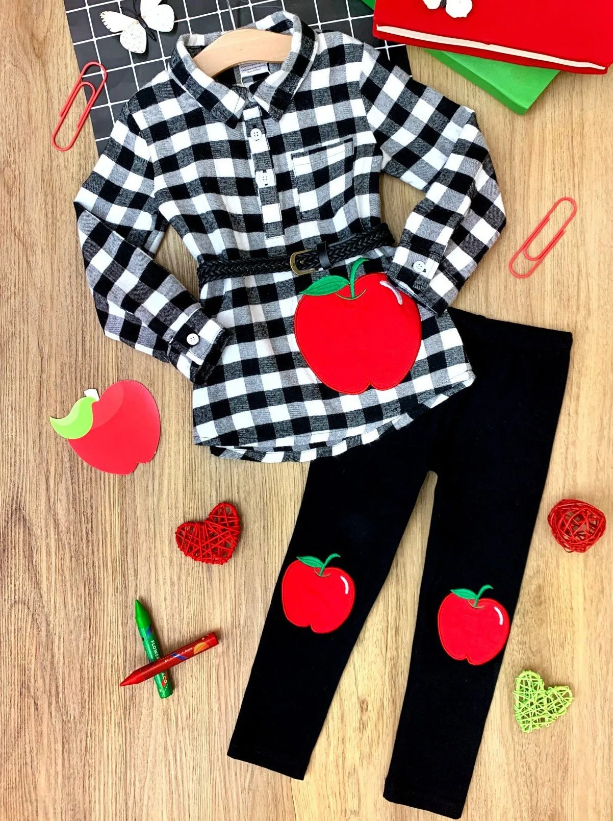 Stand Out Plaid Patched Legging Set