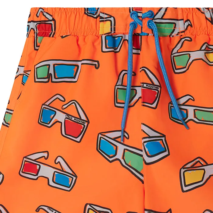 Stella McCartney Child Swim Shorts With Sunglasses Print Orange