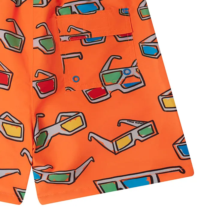 Stella McCartney Child Swim Shorts With Sunglasses Print Orange