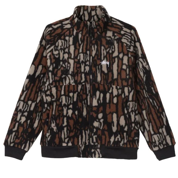 STSSY TREE BARK FLEECE JACKET // BROWN