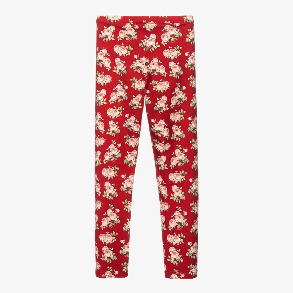 Teen Red Floral Leggings