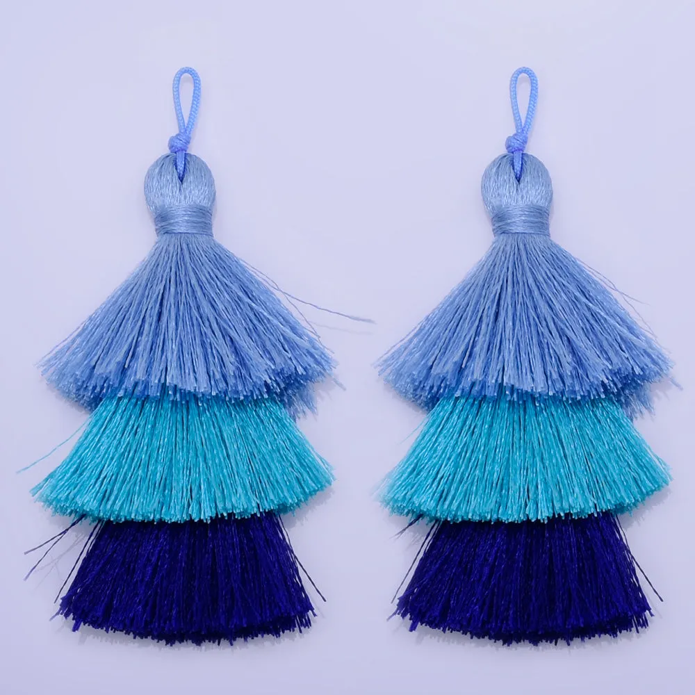 Three Tier Jewelry Tassels Polyester Bohemian Tassels Layer Tassels Charms Earrings 2pc 10199757