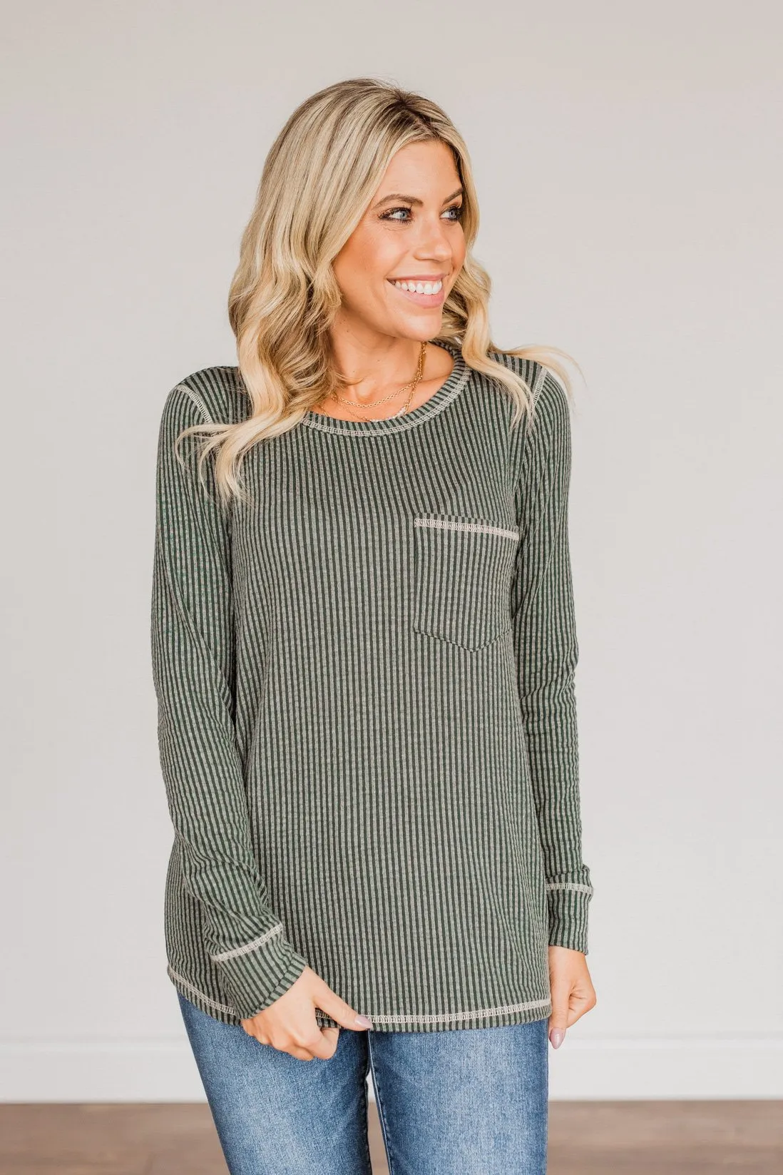 Time To Be Jolly Long Sleeve Top- Olive