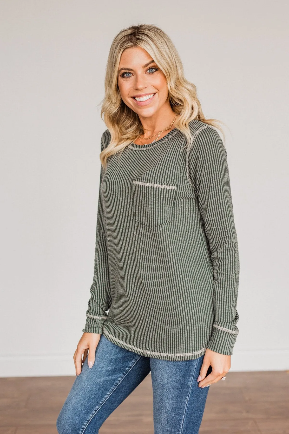 Time To Be Jolly Long Sleeve Top- Olive