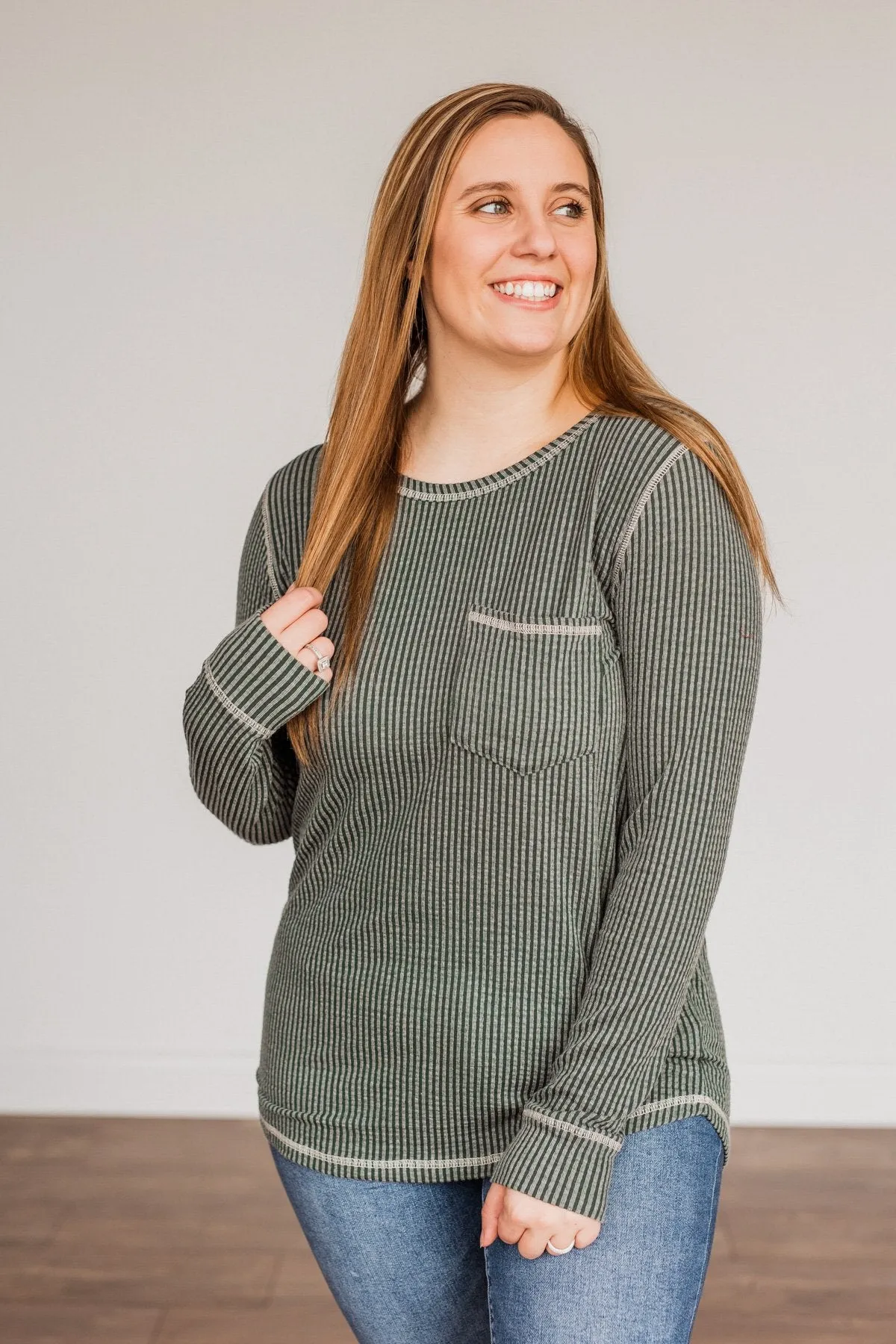 Time To Be Jolly Long Sleeve Top- Olive