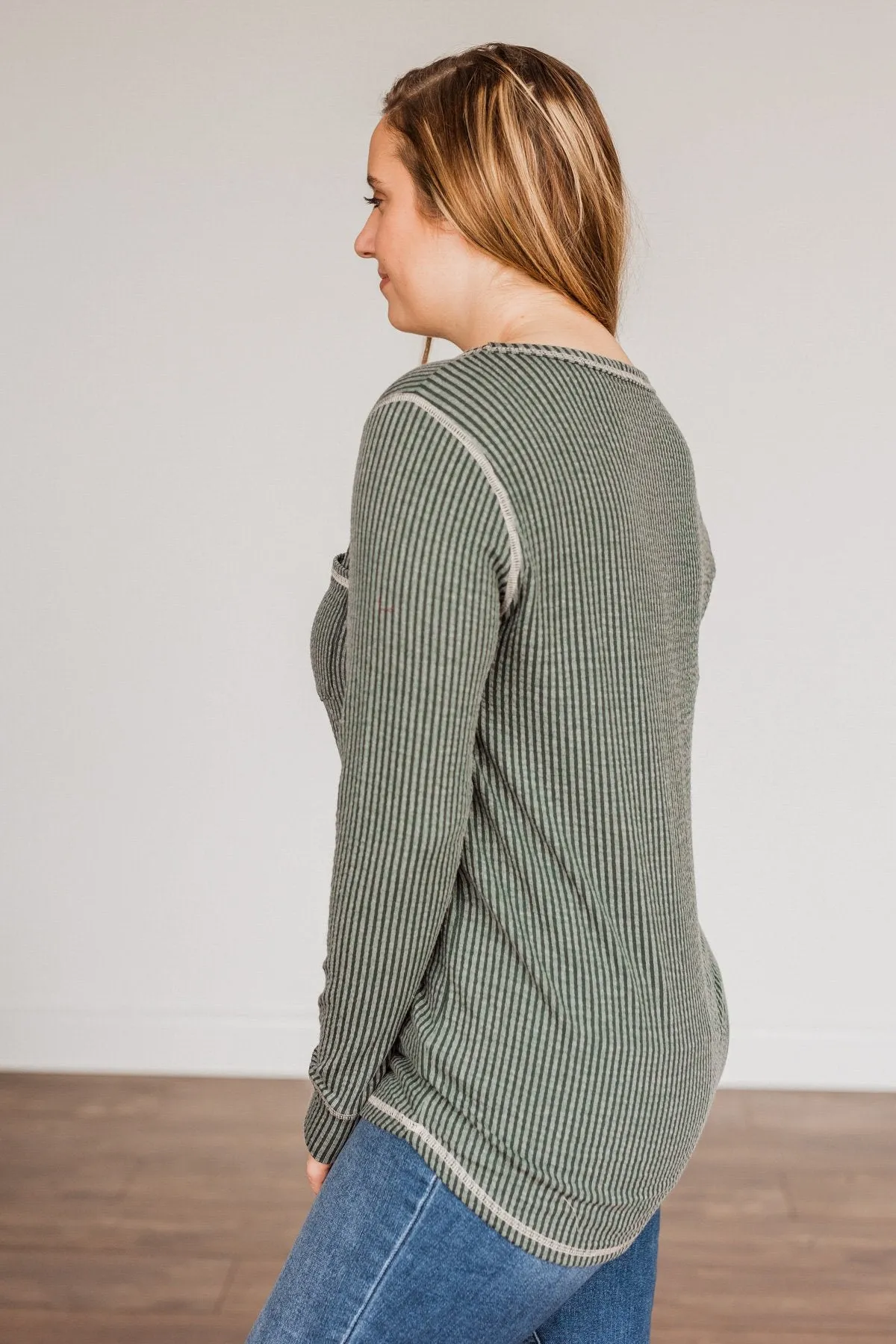 Time To Be Jolly Long Sleeve Top- Olive