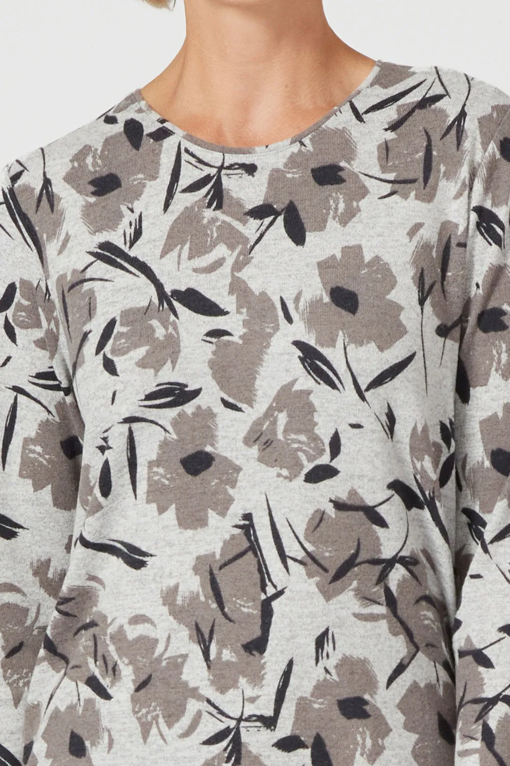 Tonal Floral Crew Neck Top