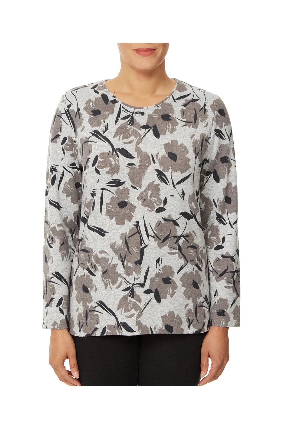 Tonal Floral Crew Neck Top