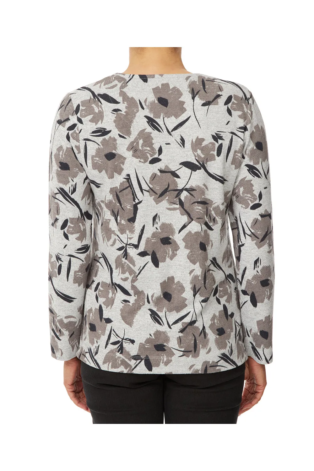 Tonal Floral Crew Neck Top