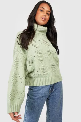 Turtleneck Bobble Knitted Sweater