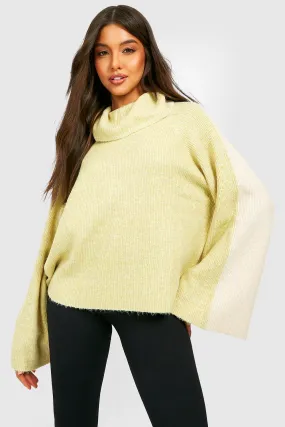 Turtleneck Color Block Knitted Sweater