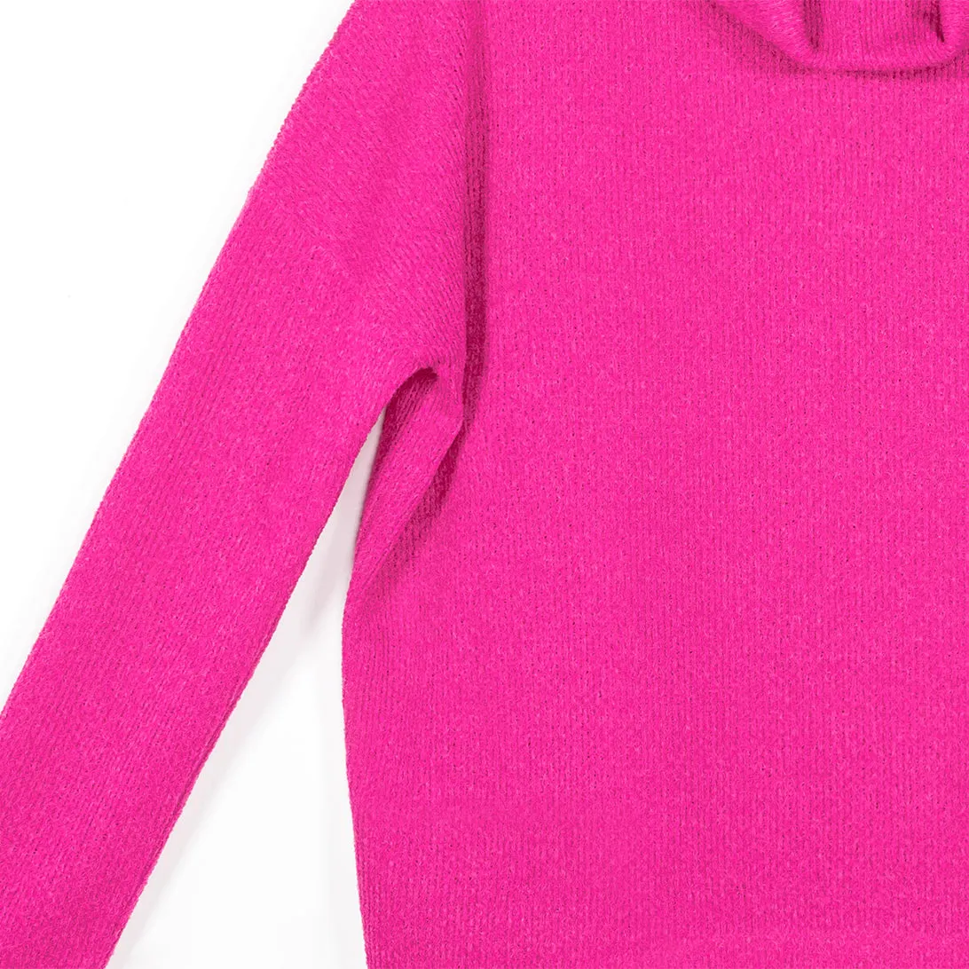 Twill Knit - Tipped Hem Sweater Top - Hot Pink - Final Sale!