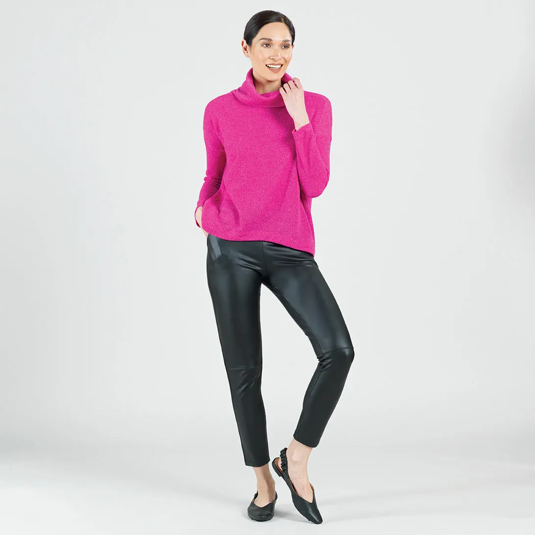 Twill Knit - Tipped Hem Sweater Top - Hot Pink - Final Sale!