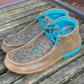 Twisted X Women's Turquoise Inlay Chukka Driving Mocs WDM0126