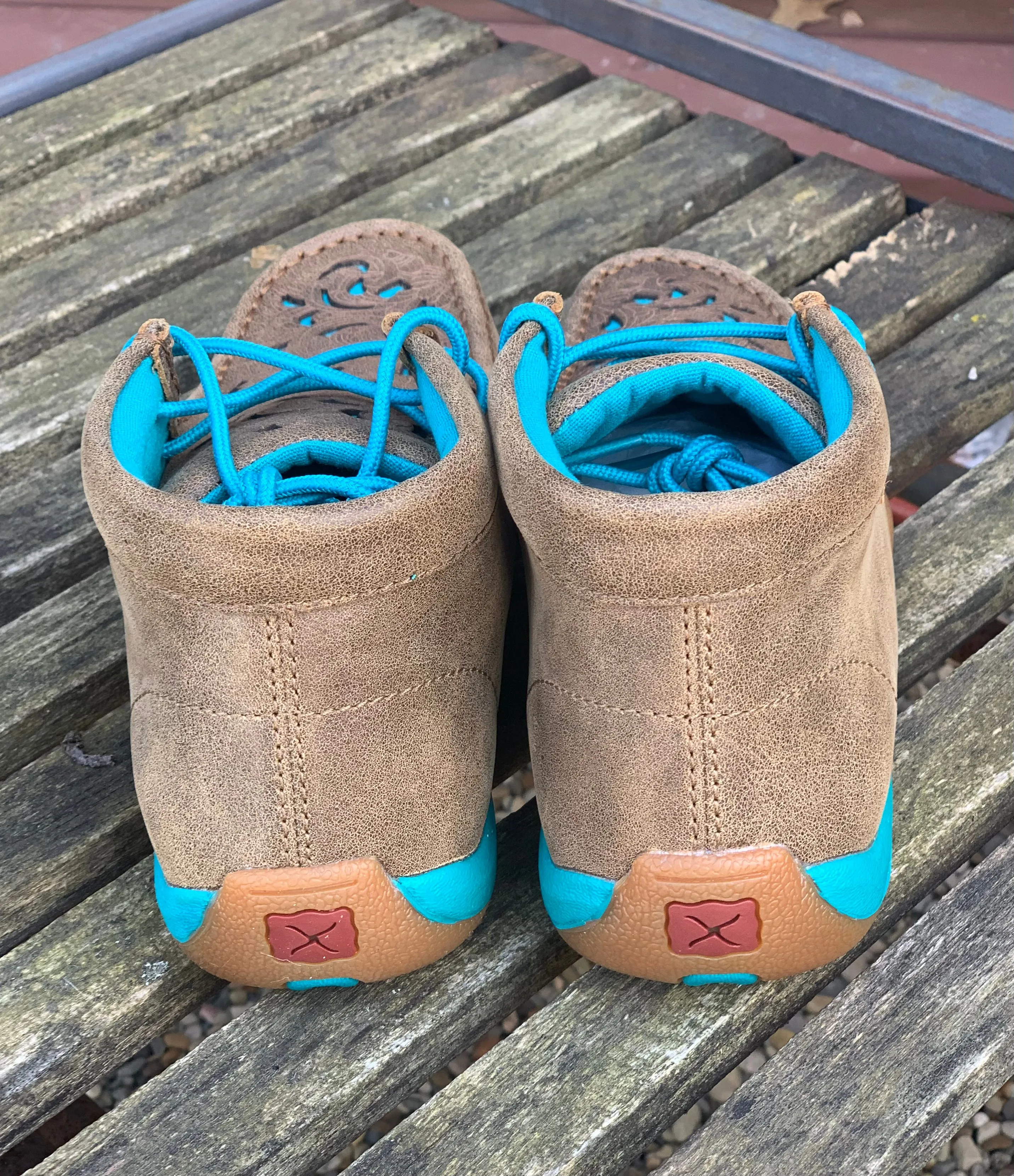 Twisted X Women's Turquoise Inlay Chukka Driving Mocs WDM0126