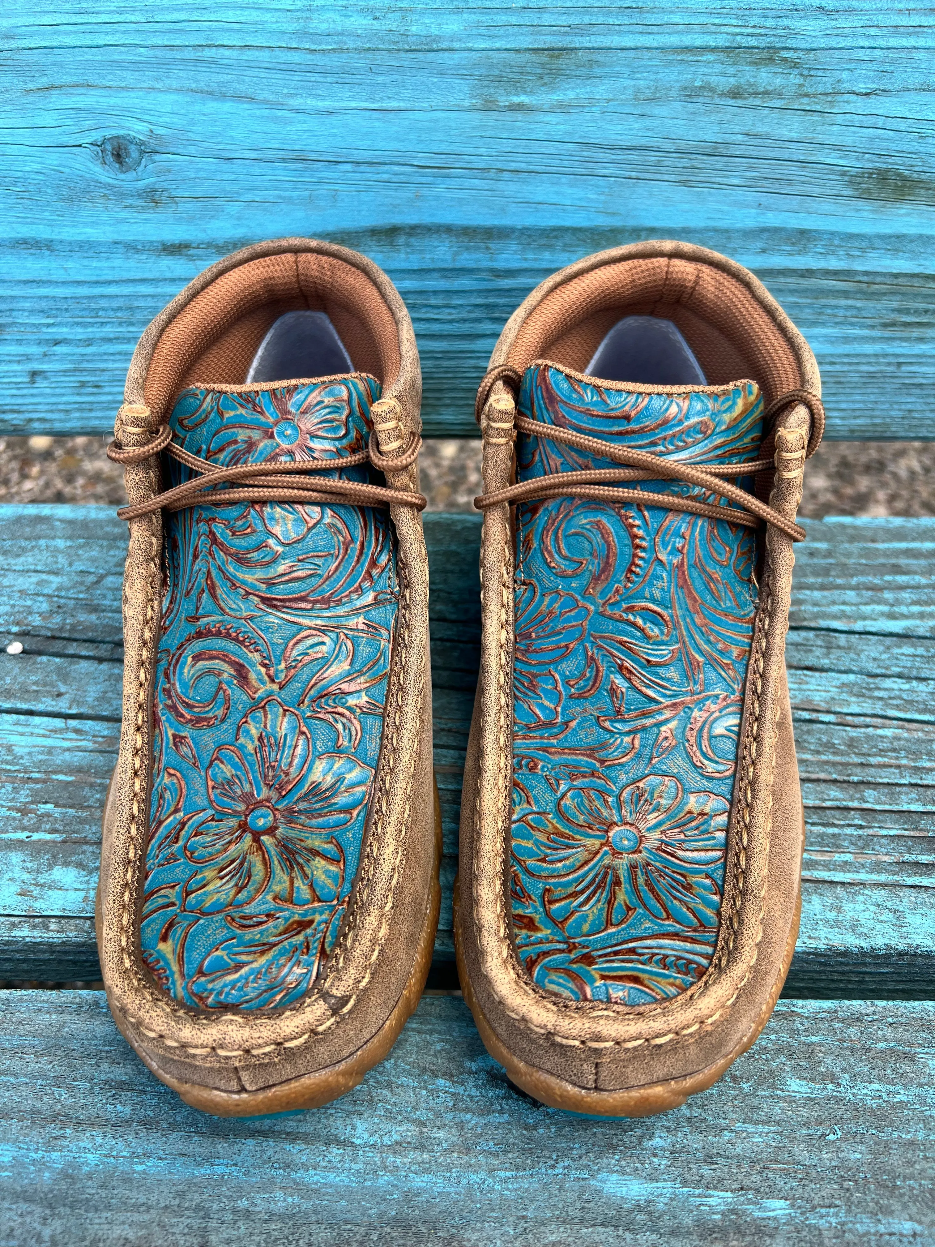 Twisted X Women's Turquoise Tooled Chukka Driving Moc WDM0148