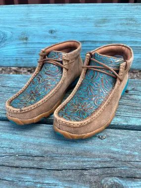 Twisted X Women's Turquoise Tooled Chukka Driving Moc WDM0148