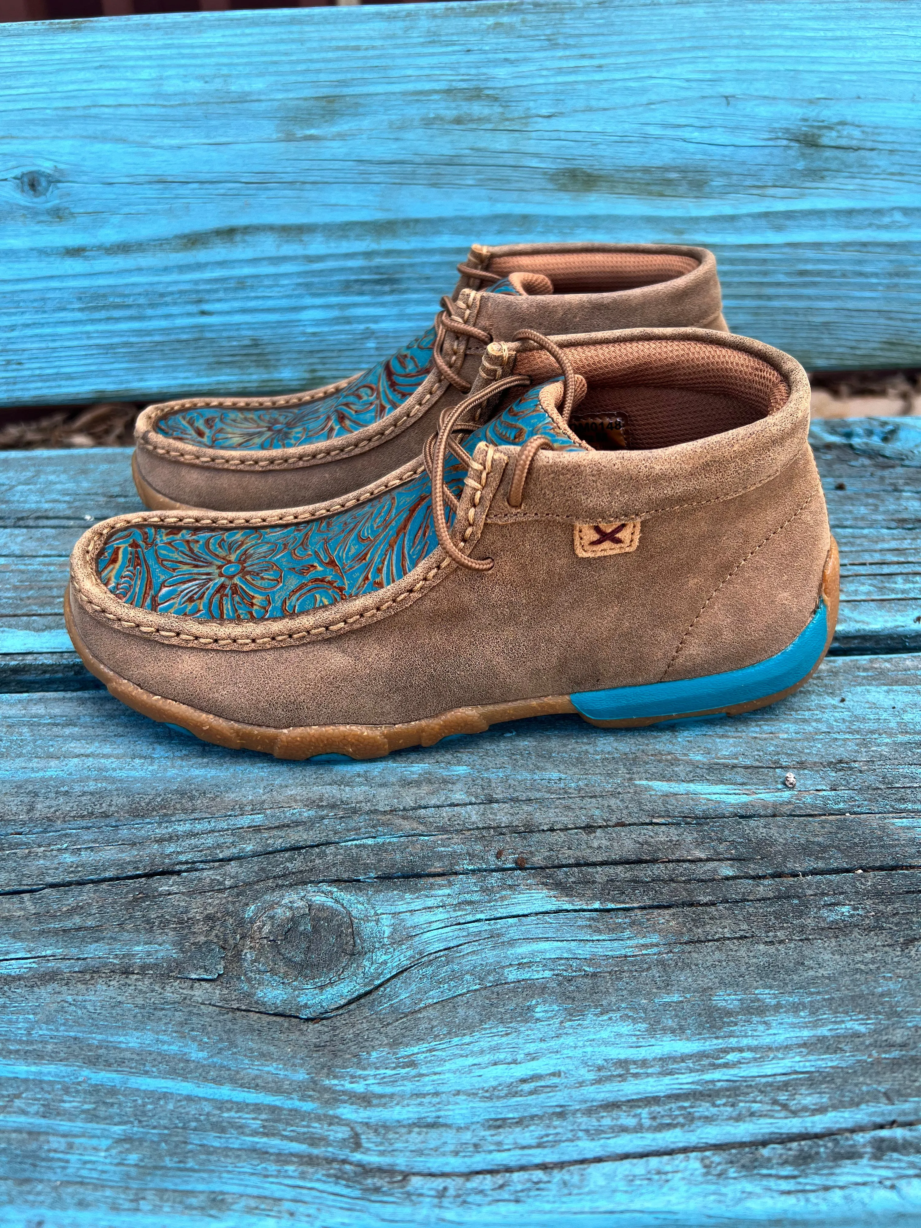 Twisted X Women's Turquoise Tooled Chukka Driving Moc WDM0148