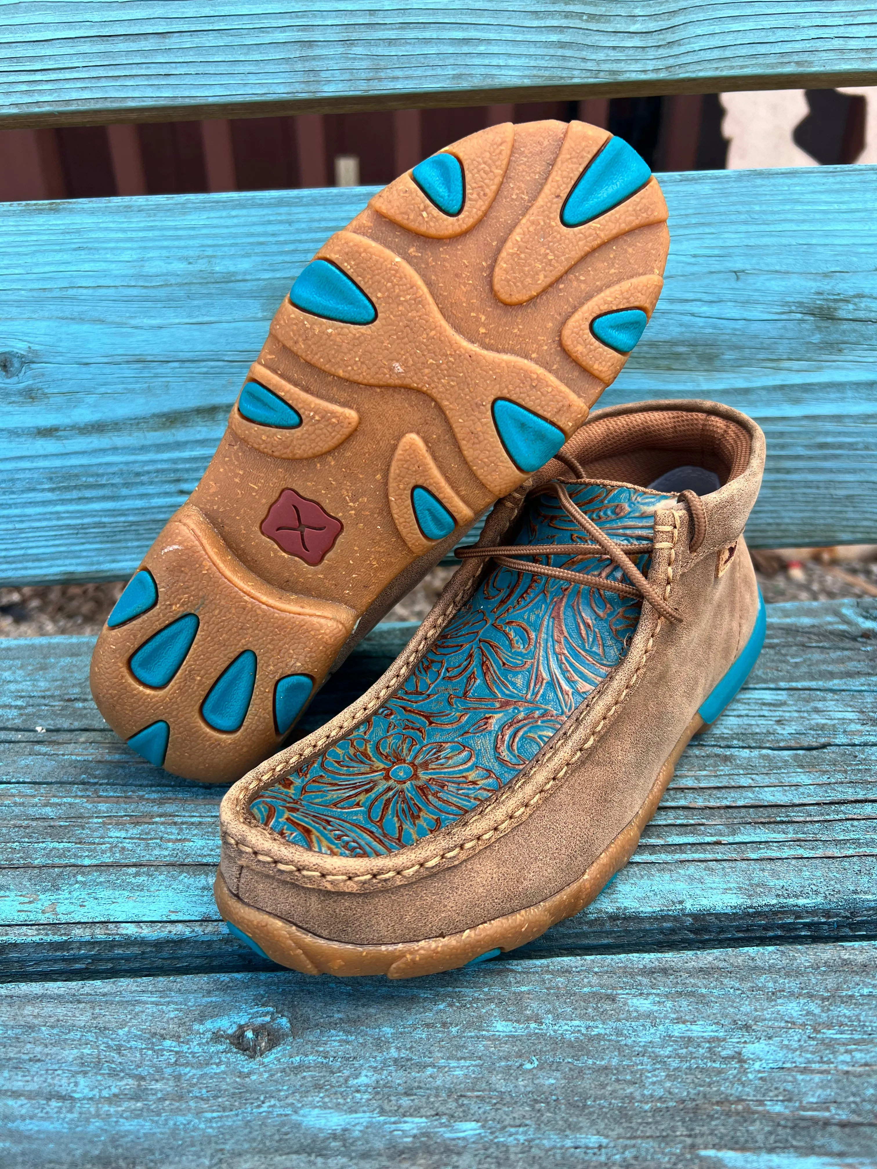 Twisted X Women's Turquoise Tooled Chukka Driving Moc WDM0148